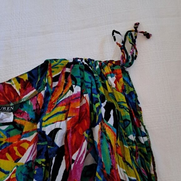 Lauren Ralph Lauren women's 1X Rainforest Tropical Farrah Mini swim cover up - Picture 7 of 11